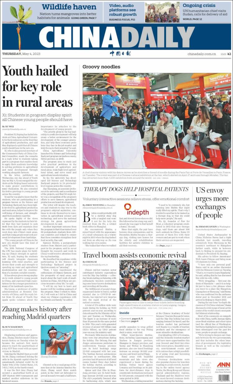 Portada de China Daily (China)