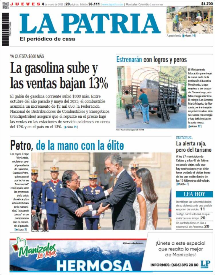 Portada de La Patria (Colombia)