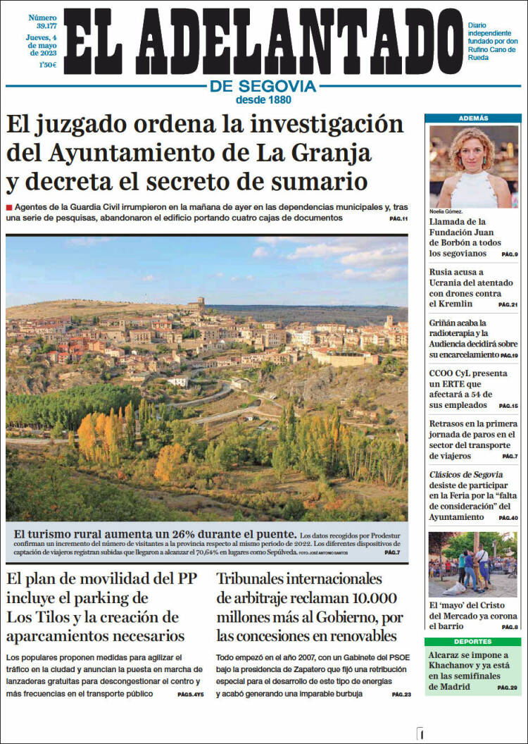 Portada de El Adelantado de Segovia (España)
