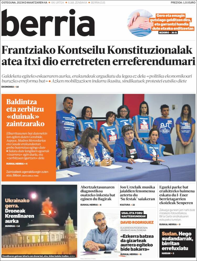 Portada de Berria (España)