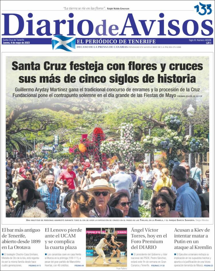 Portada de Diarios de Avisos (España)
