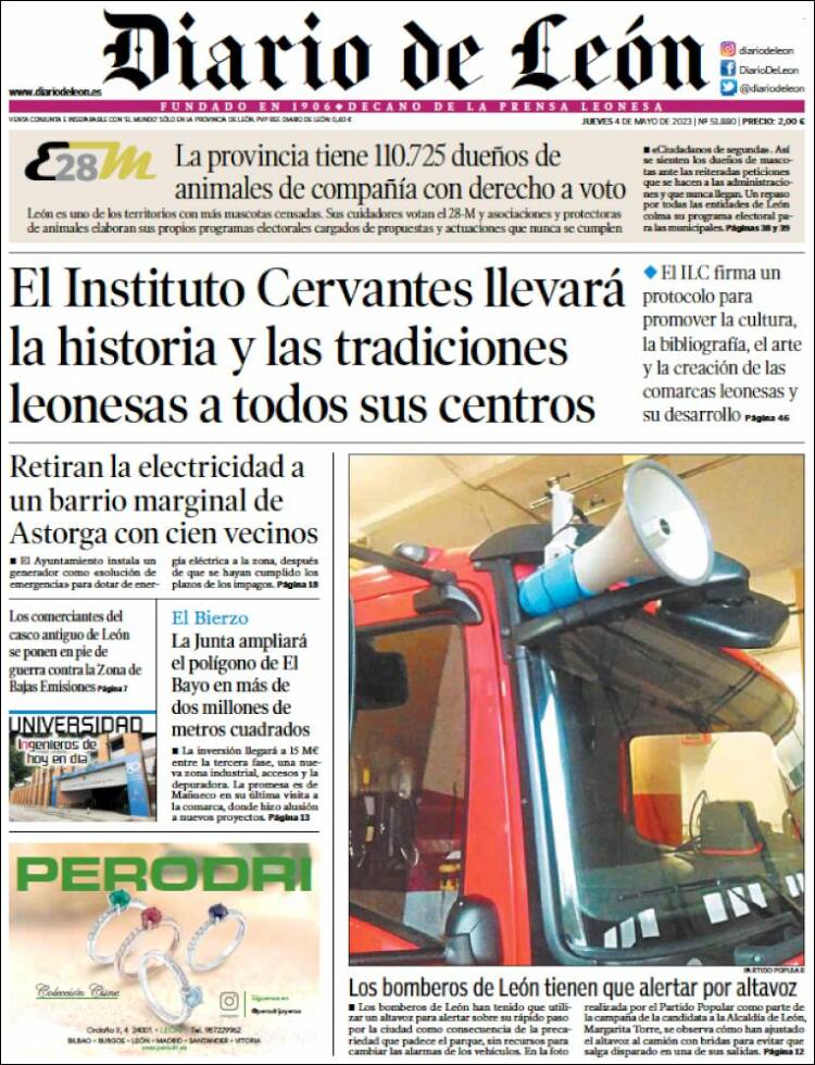 Portada de Diario de León (España)