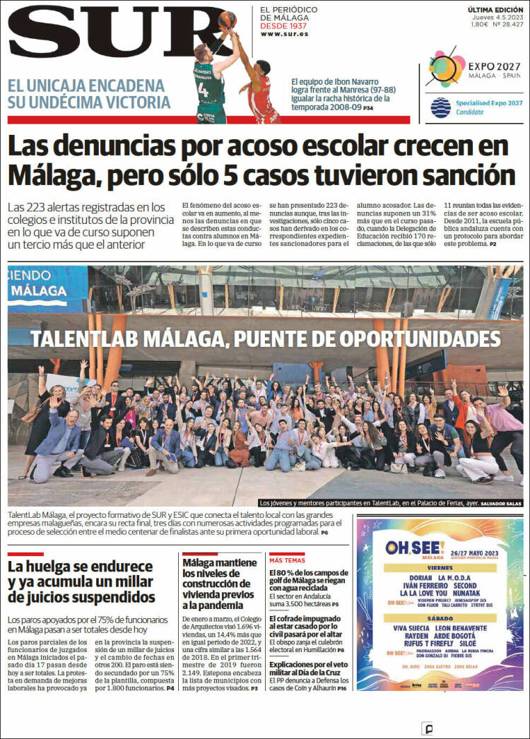 Portada de Diario el Sur (España)
