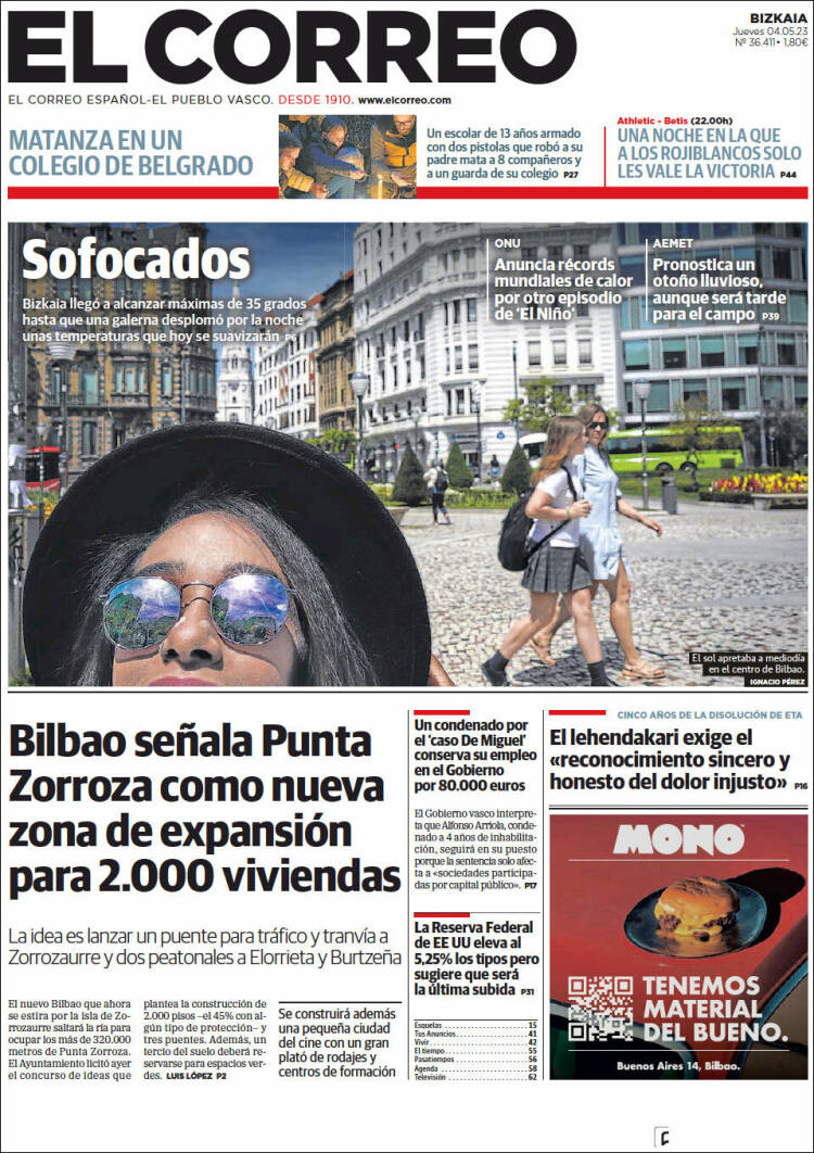 Portada de El Correo (España)