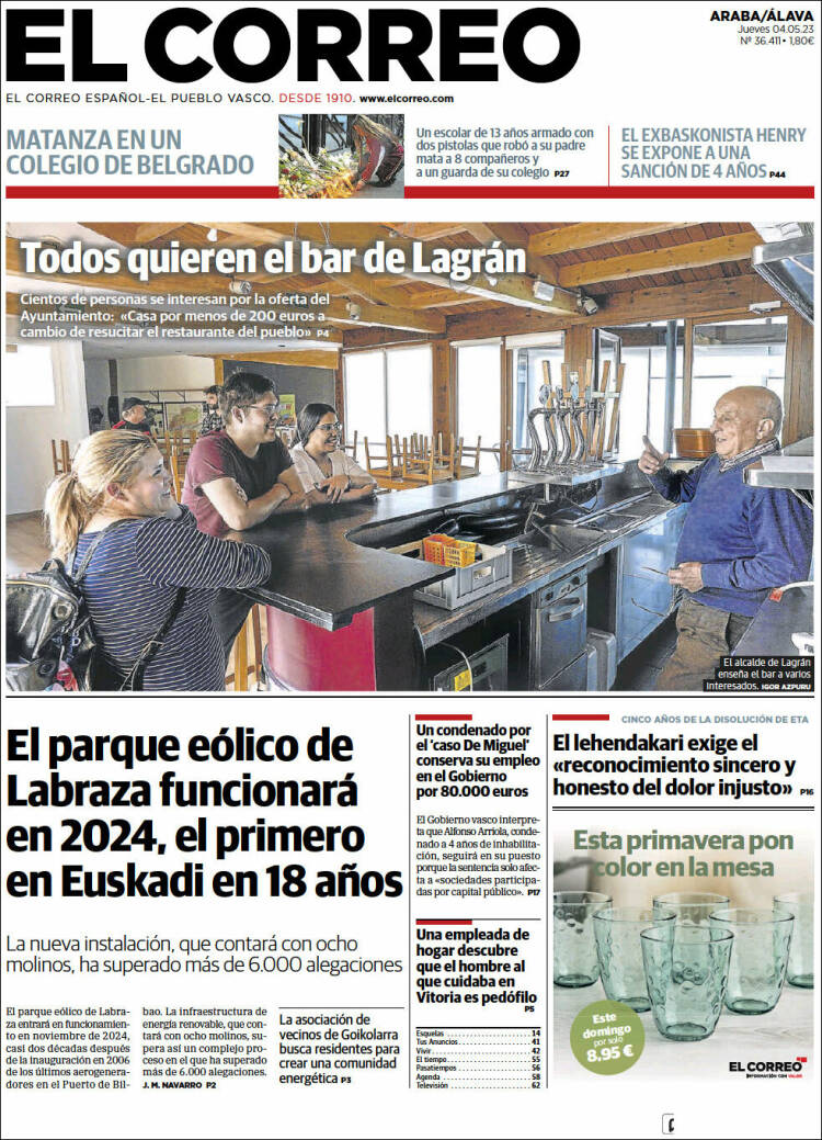 Portada de El Correo - Álava (España)