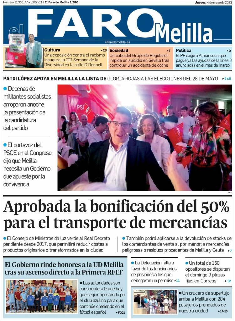 Portada de El Faro de Melilla (España)