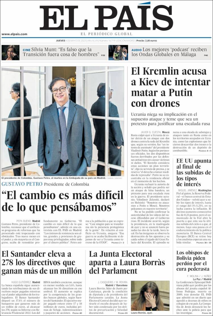 Portada de El País (España)