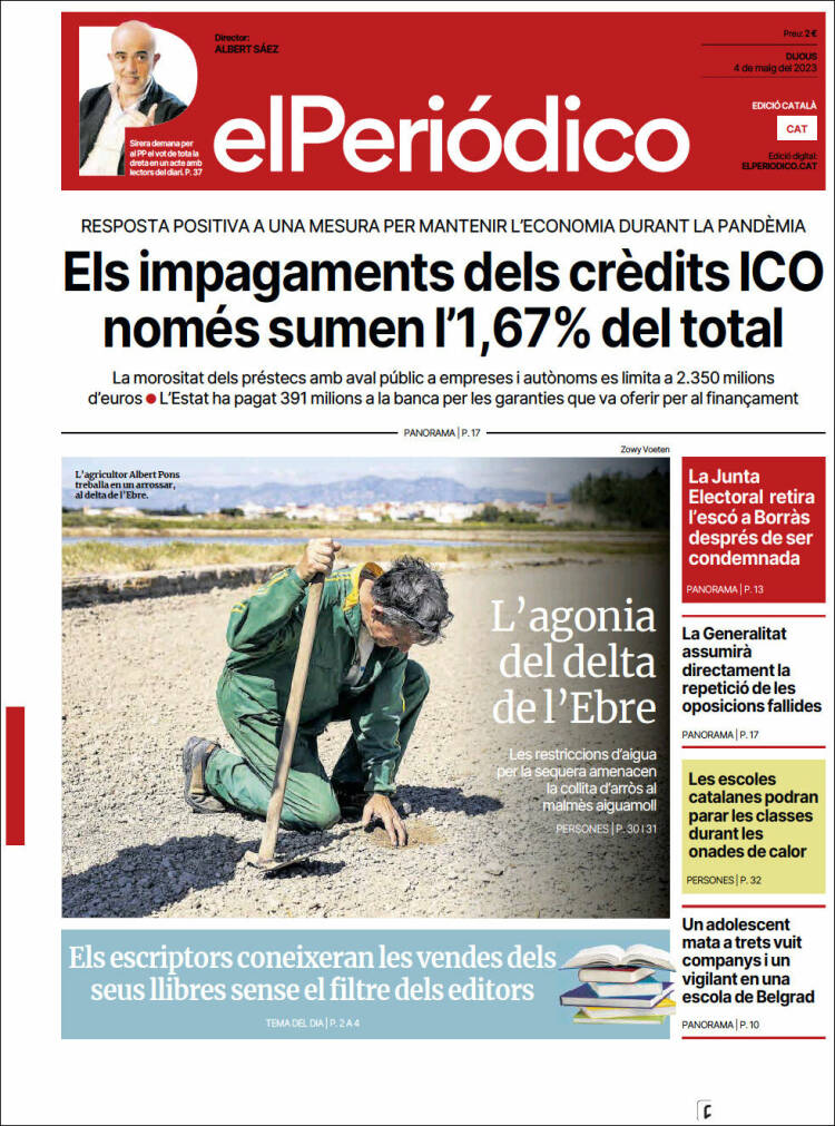 Portada de El Periódico de Catalunya (España)