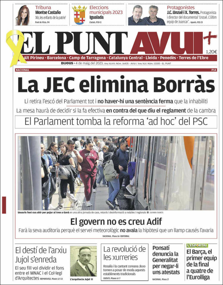 Portada de El Punt Avui (España)