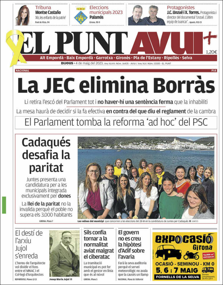 Portada de El Punt Avui - Girona (España)