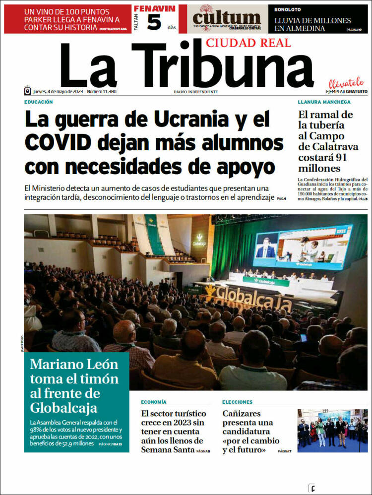 Portada de La Tribuna de Ciudad Real (España)