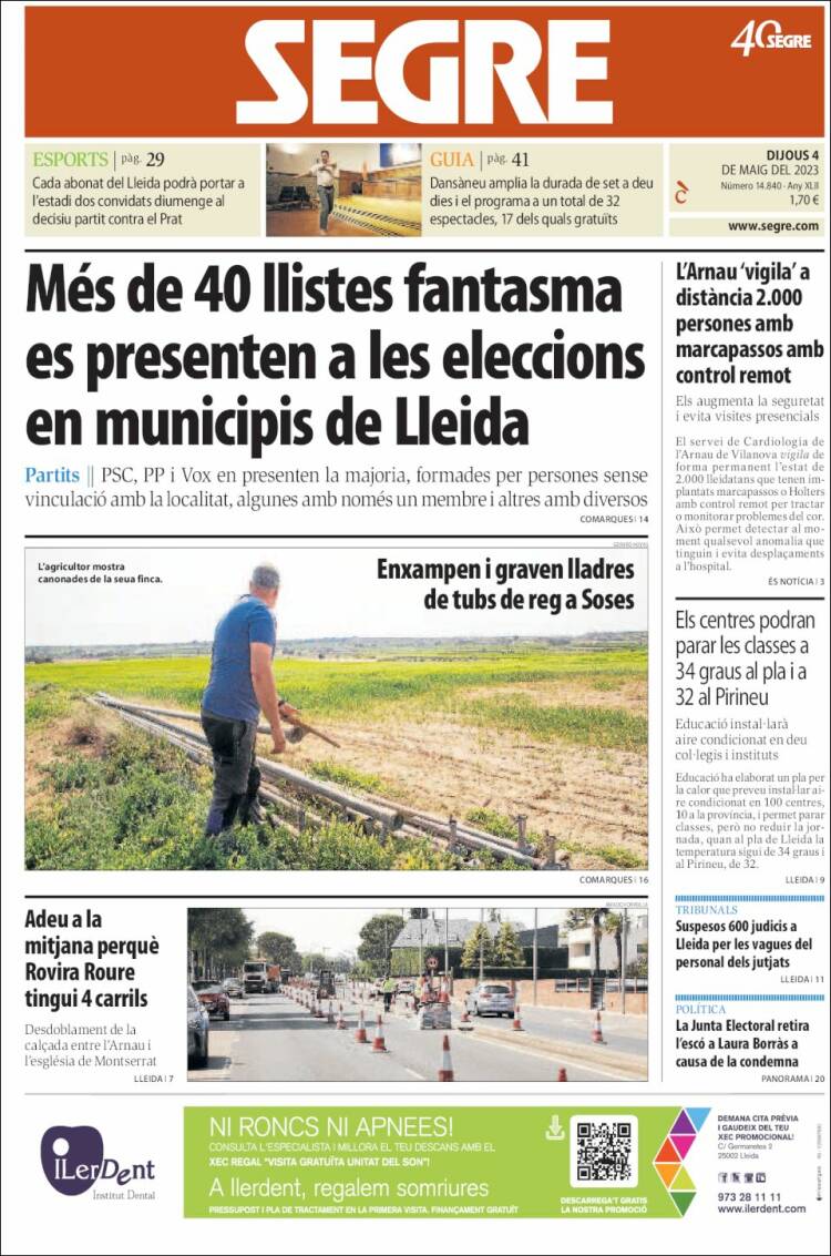 Portada de Segre (España)