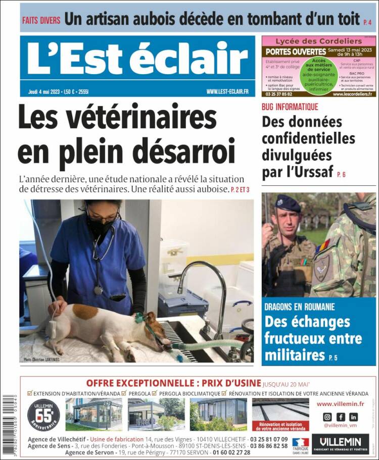 Portada de L'Est Eclair (Francia)