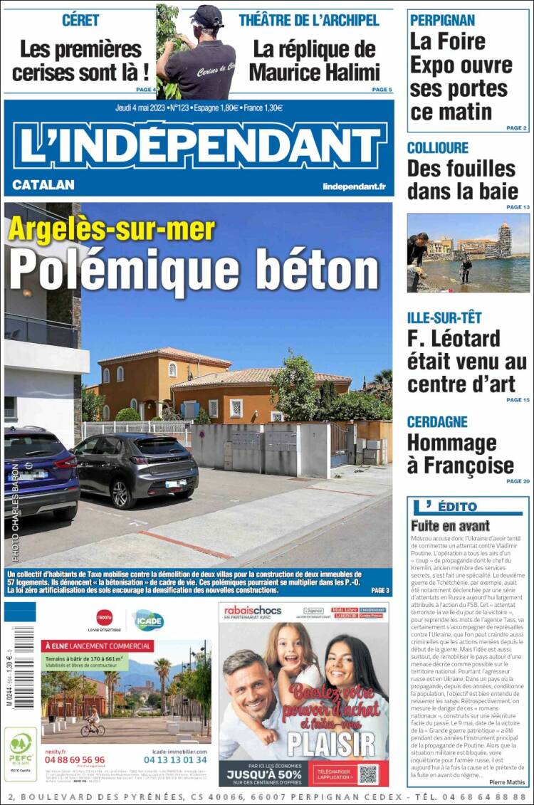 Portada de Le Indépendant (Francia)