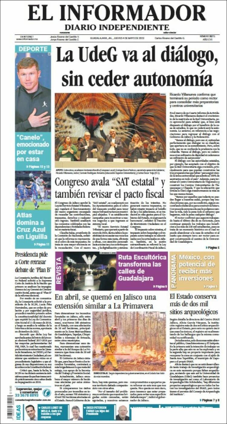 Portada de El Informador (México)