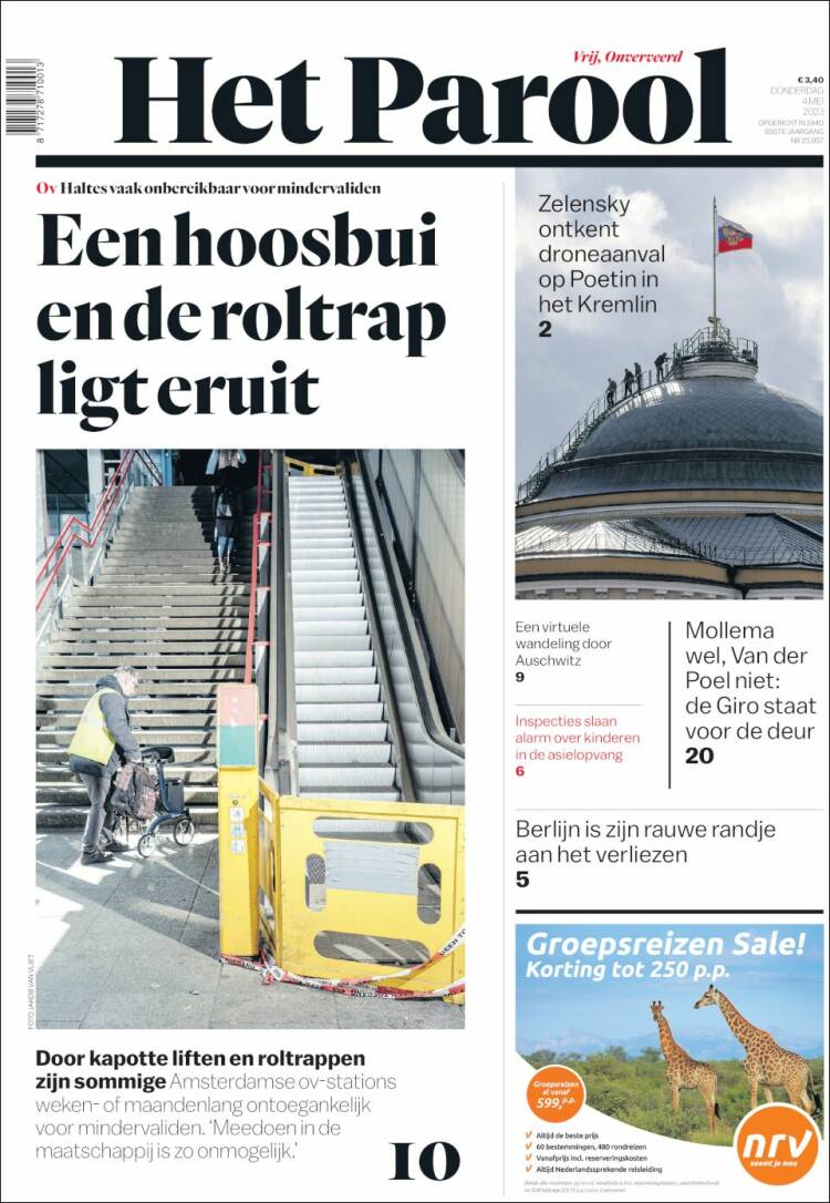 Portada de Het Parool (Pa&iacute;ses Bajos)
