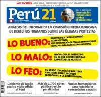 Portada de Perú 21 (Perú)