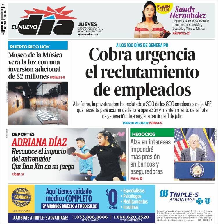 Portada de El Nuevo Día (Puerto Rico)