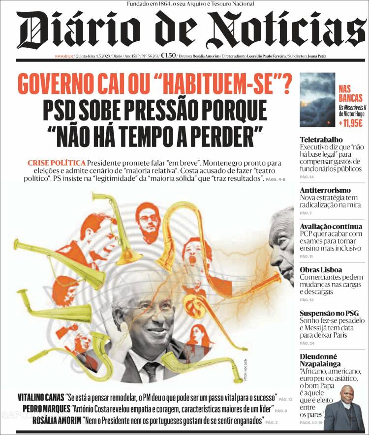 Portada de Diário de Noticias (Portugal)