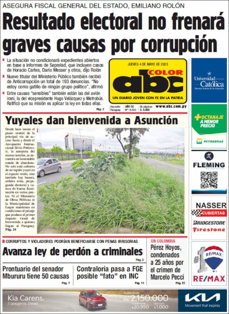 Portada de ABC Color (Paraguay)