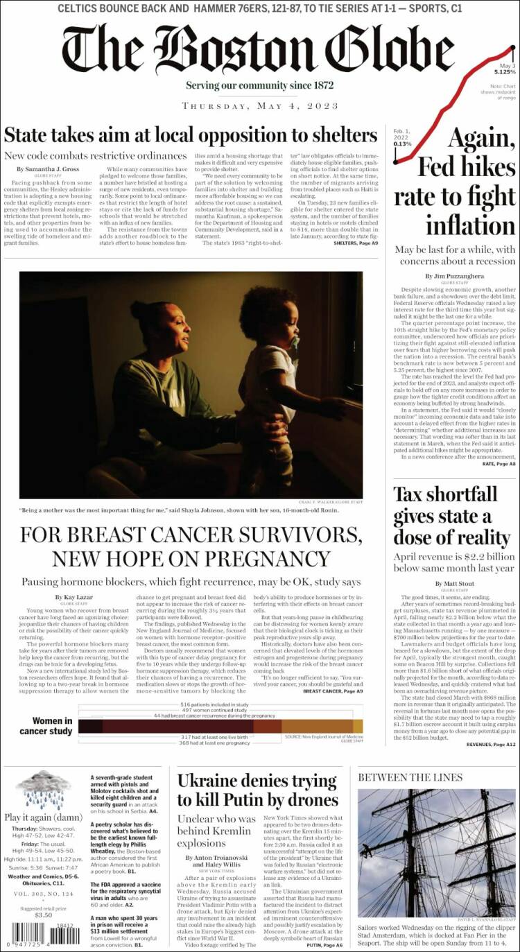 Portada de Boston Globe (USA)