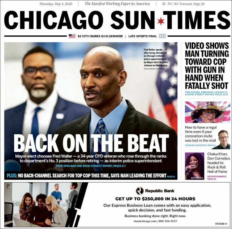 Portada de Chicago Sun-Times (USA)