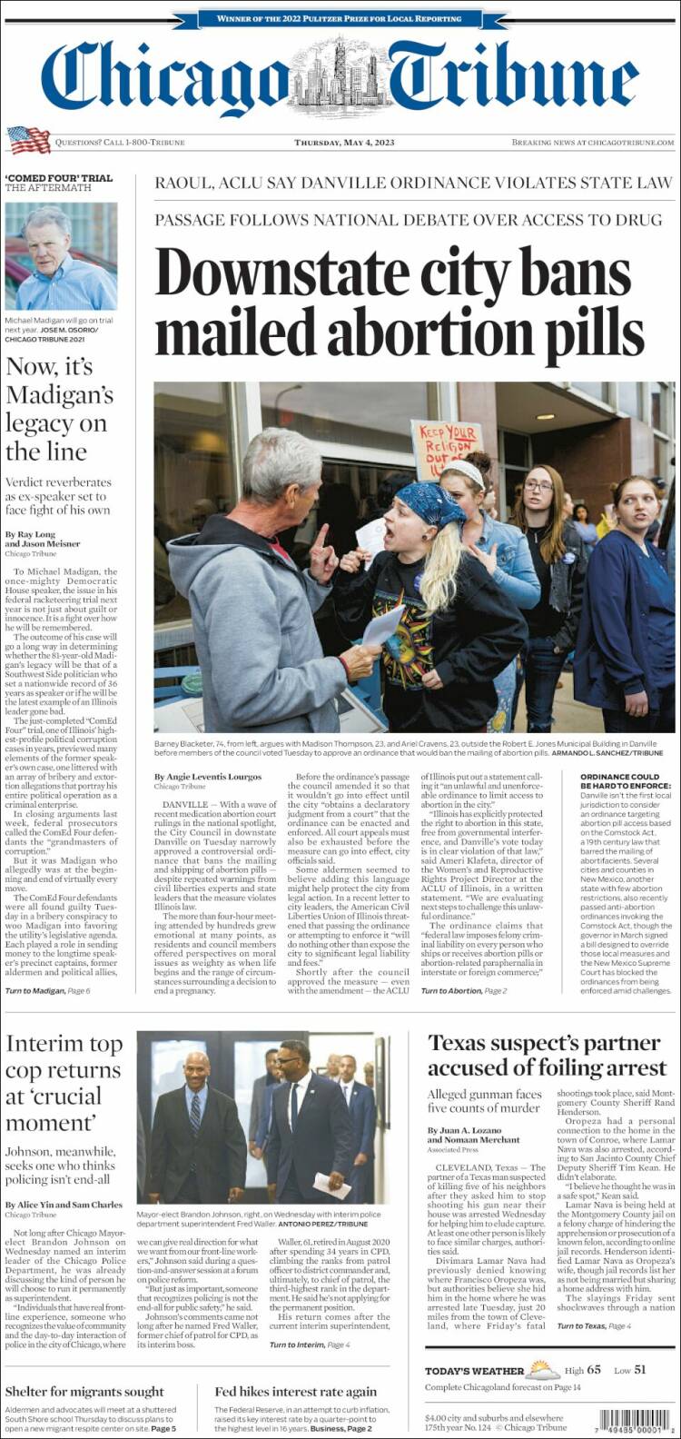 Portada de Chicago Tribune (USA)