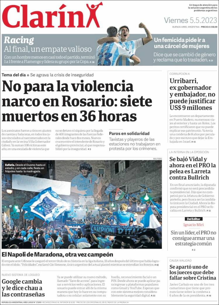 Portada de Clarín (Argentine)