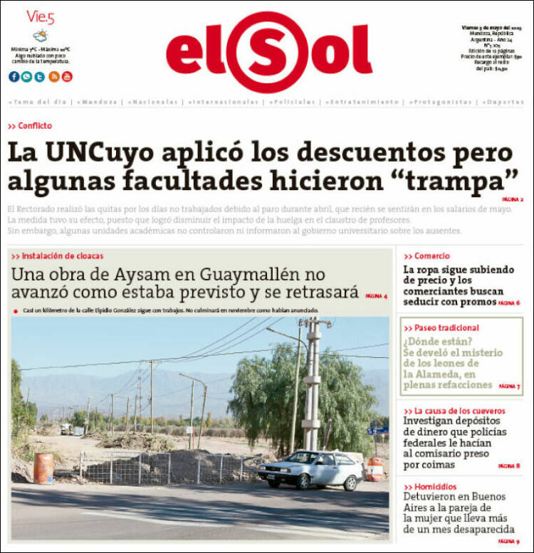 Portada de El Sol (Argentina)