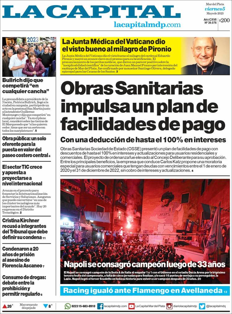 Portada de Diario La Capital - Mar del Plata (Argentine)