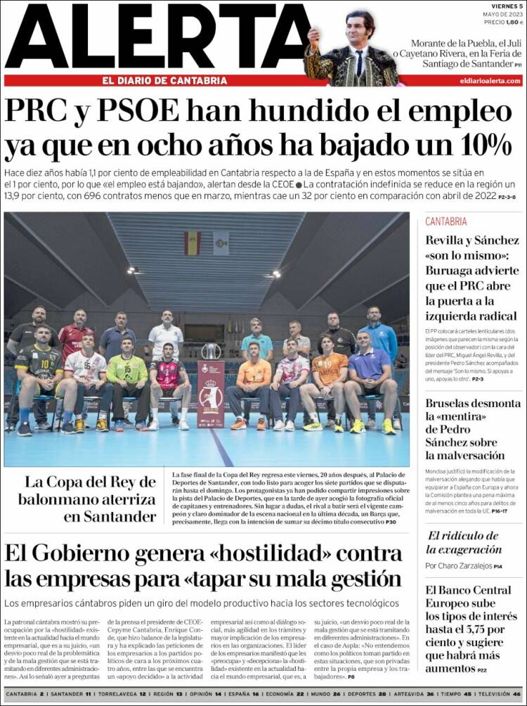 Portada de Alerta - El Diario de Cantabria (España)
