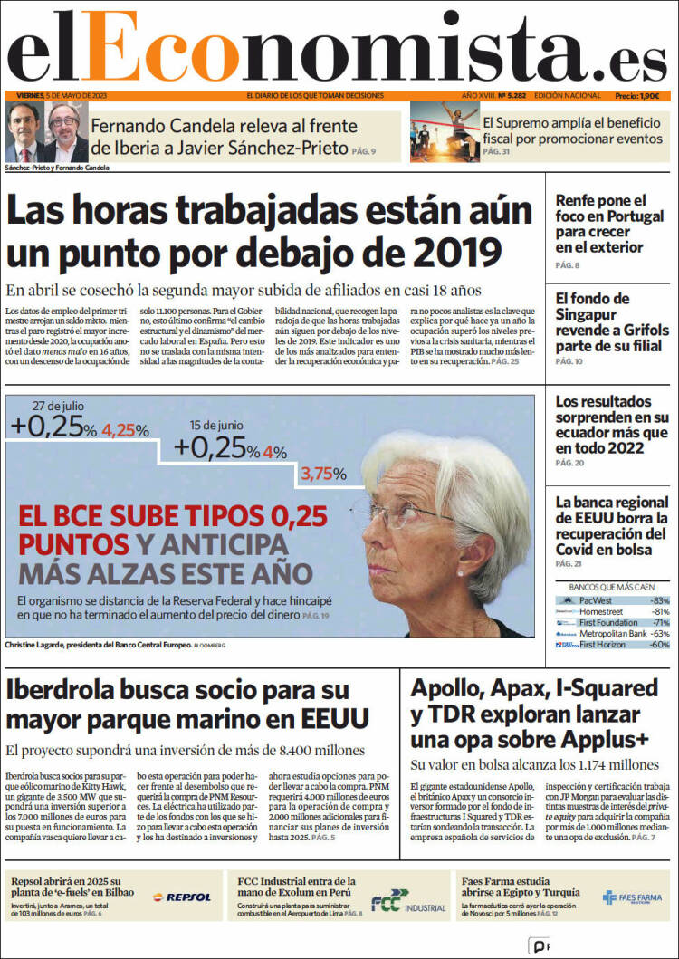 Portada de El Economista (España)