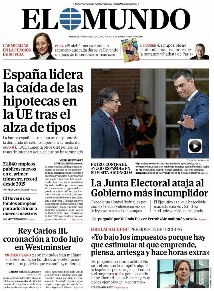 Portada de El Mundo (España)