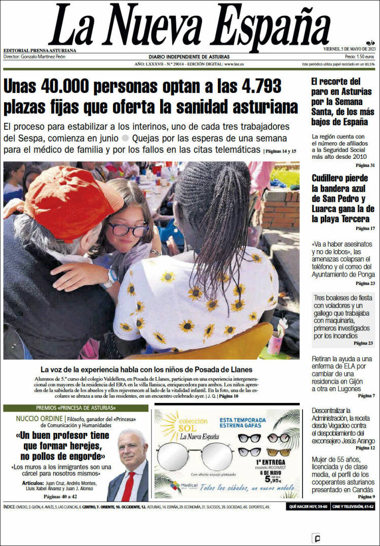 Portada de La Nueva España (España)