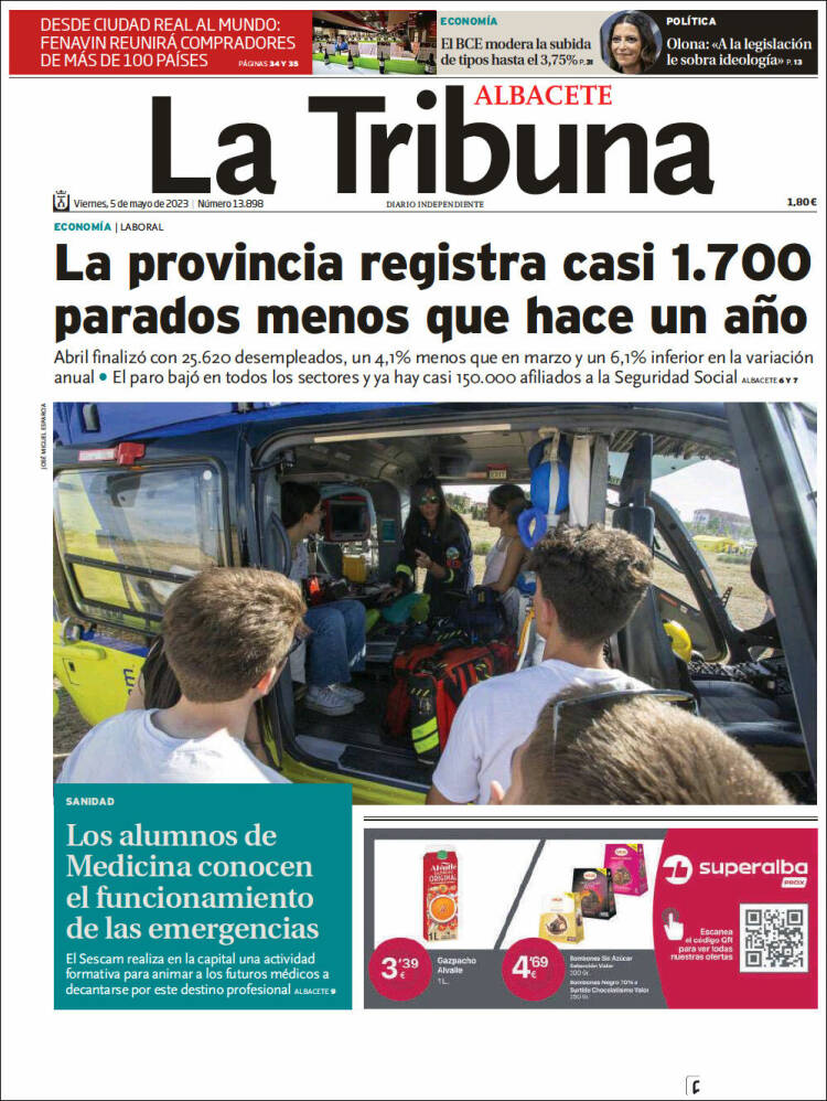 Portada de La Tribuna de Albacete (España)