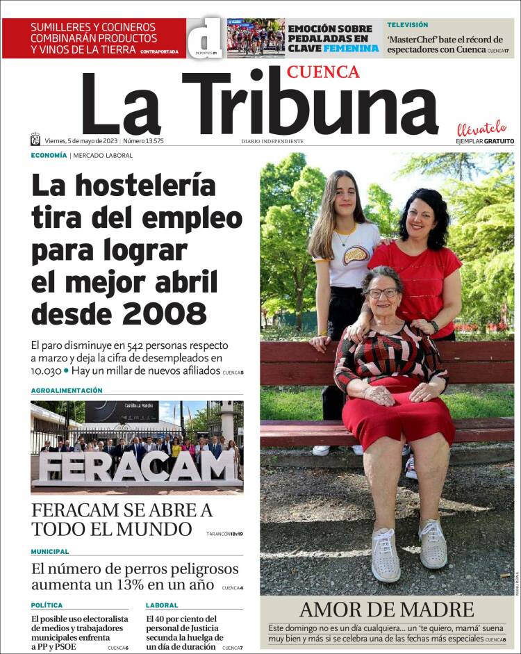 Portada de La Tribuna de Cuenca (España)