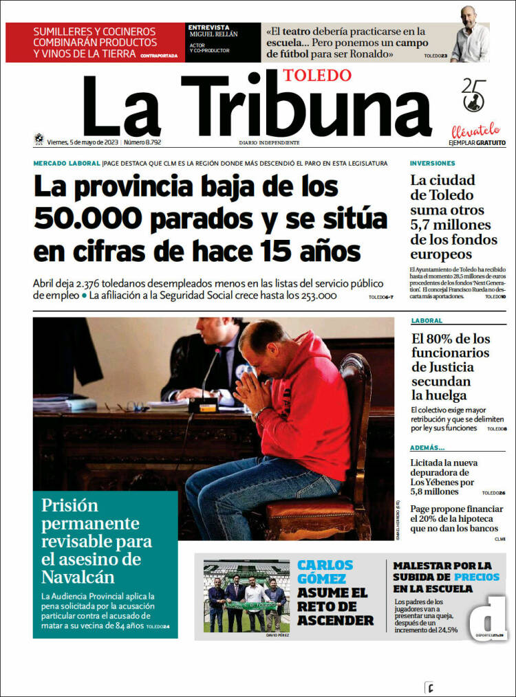 Portada de La Tribuna de Toledo (España)