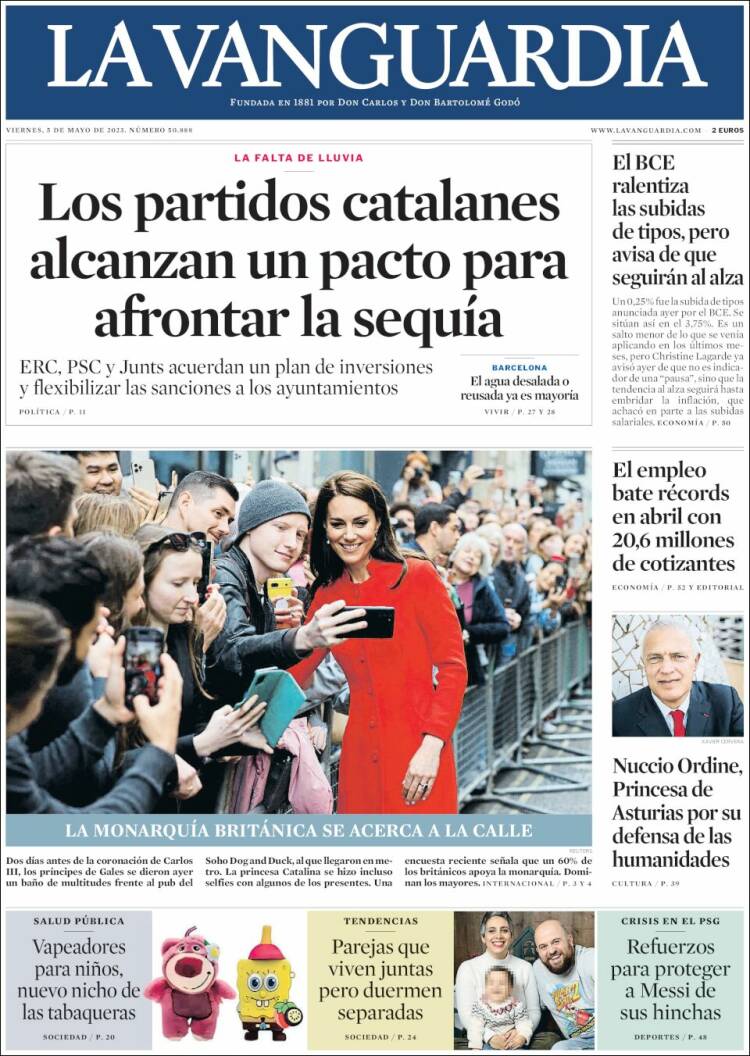 Portada de La Vanguardia (España)