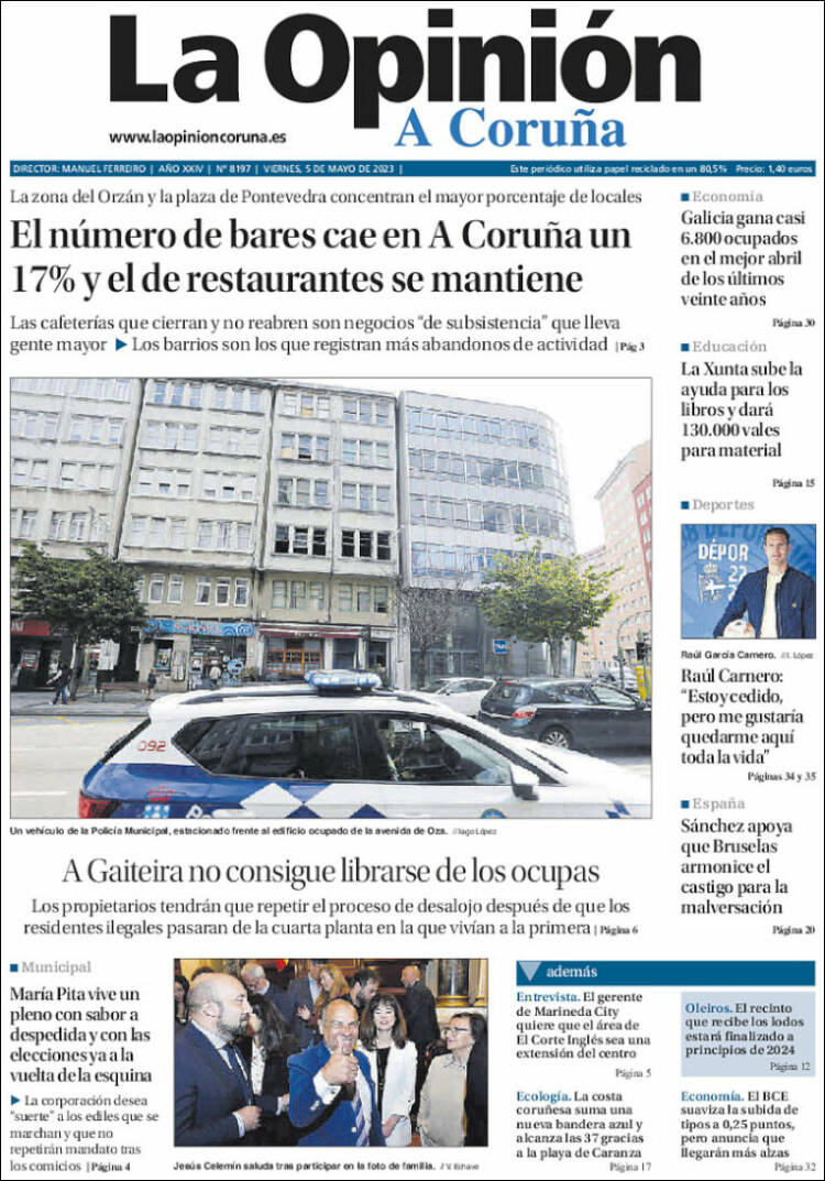 Portada de La Opinión de A Coruña (España)