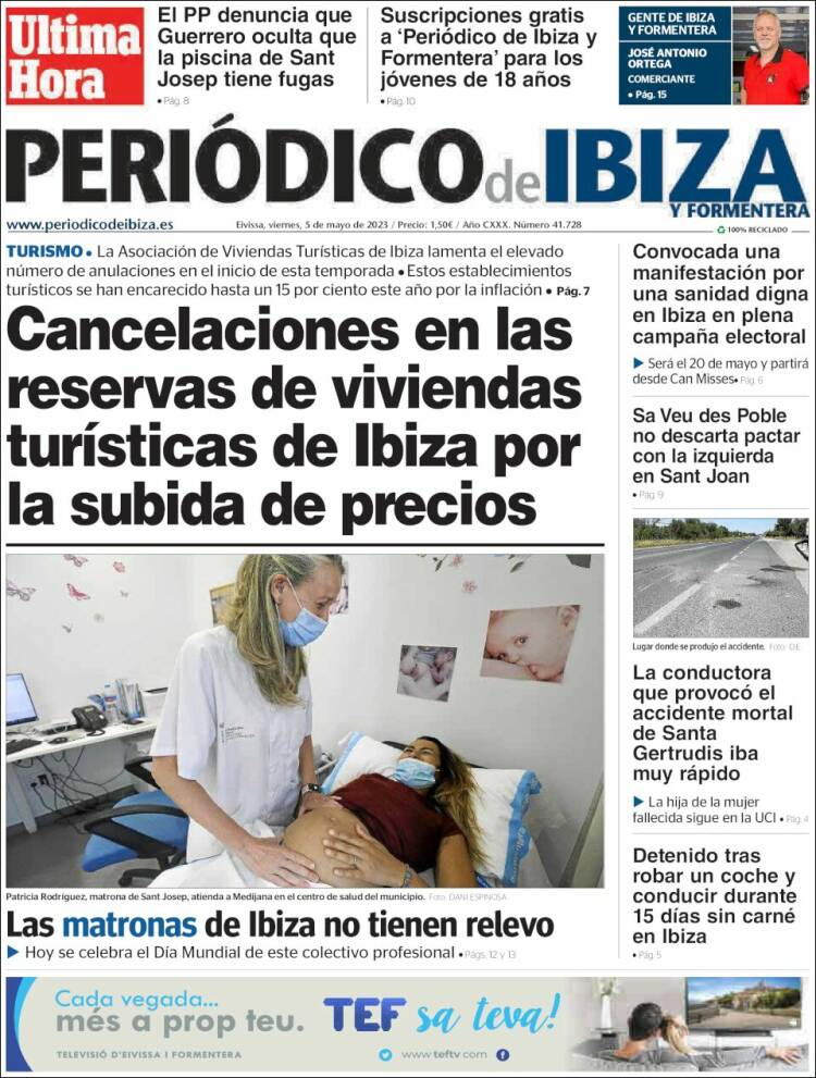 Portada de Periódico de Ibiza (España)