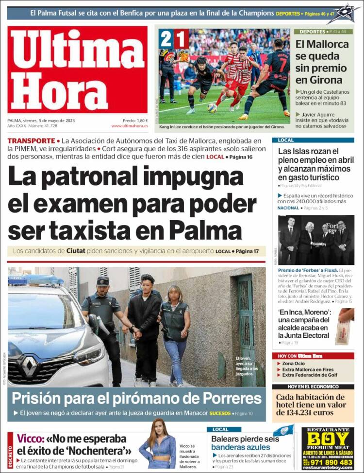 Portada de Última Hora (España)
