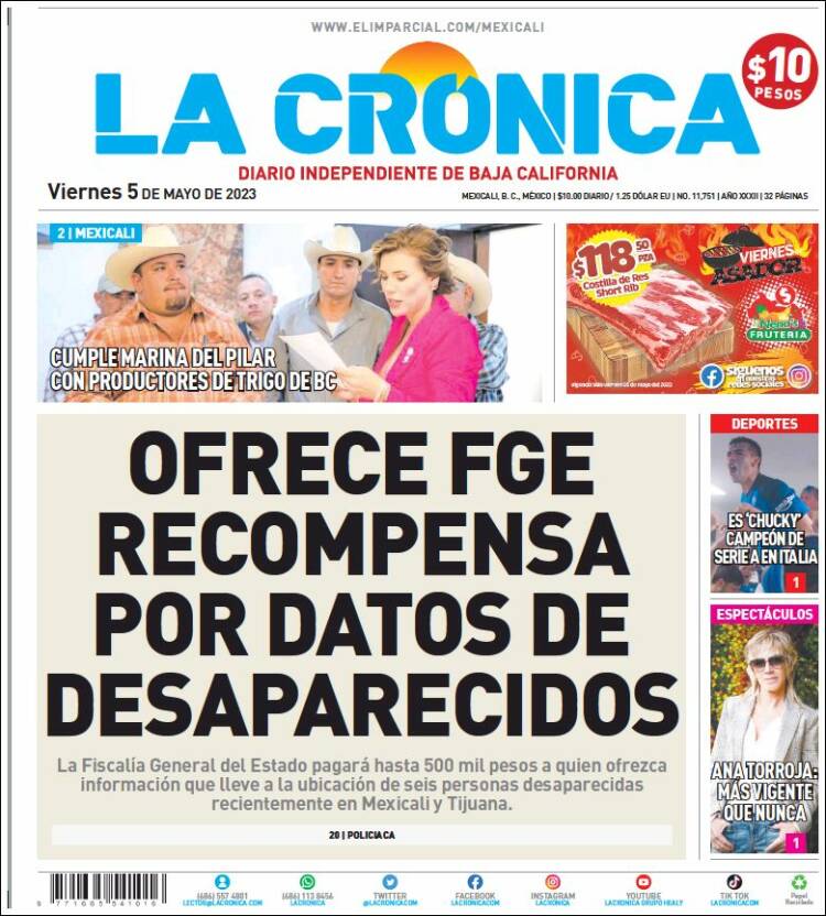 Portada de La Crónica de Baja California (México)