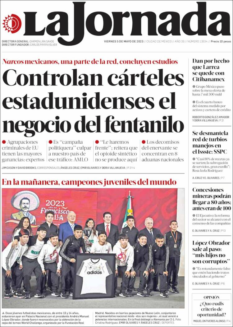 Portada de La Jornada (México)