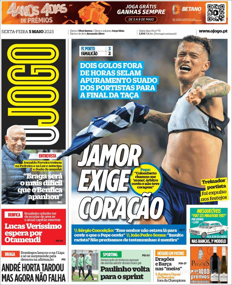 Portada de O Jogo (Portugal)