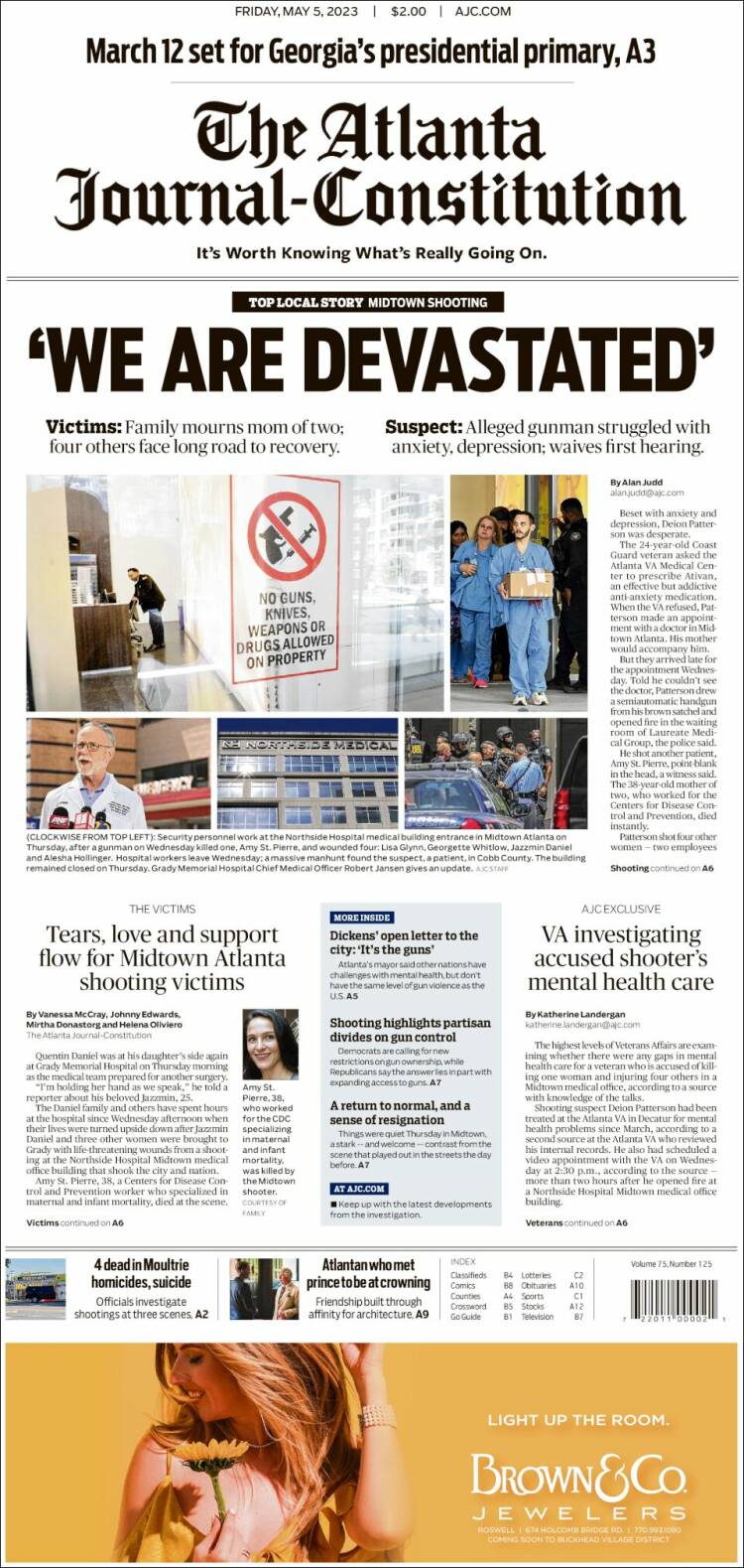 Portada de The Atlanta Journal-Constitution (USA)