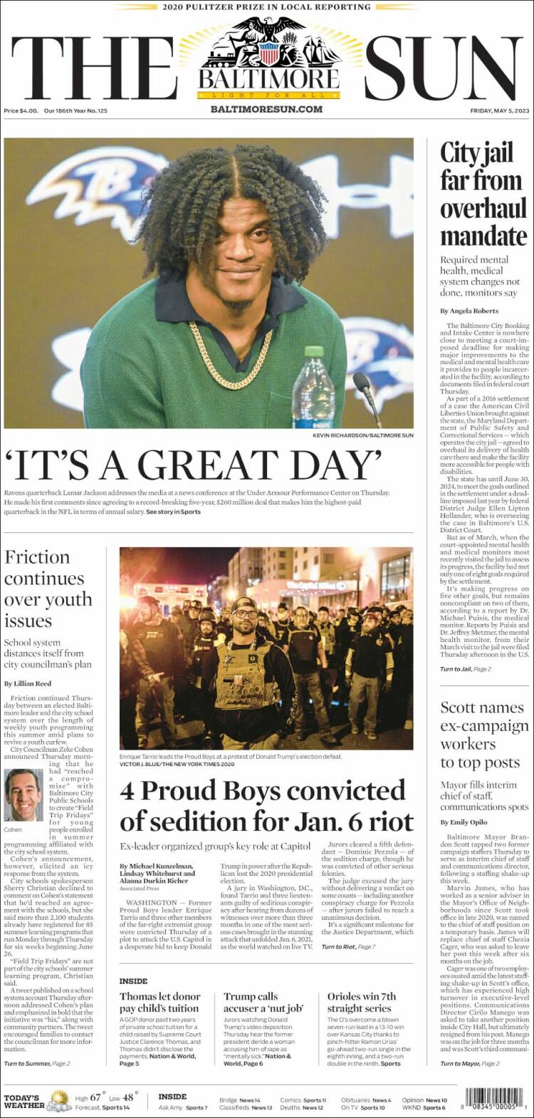 Portada de The Baltimore Sun (USA)