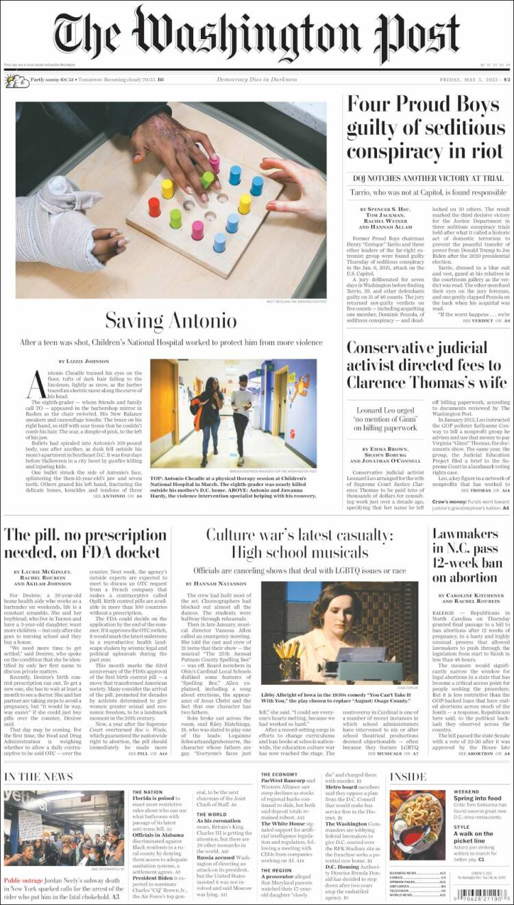 Portada de The Washington Post (USA)