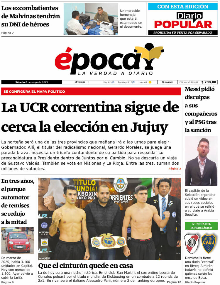 Portada de Diario Época (Argentina)