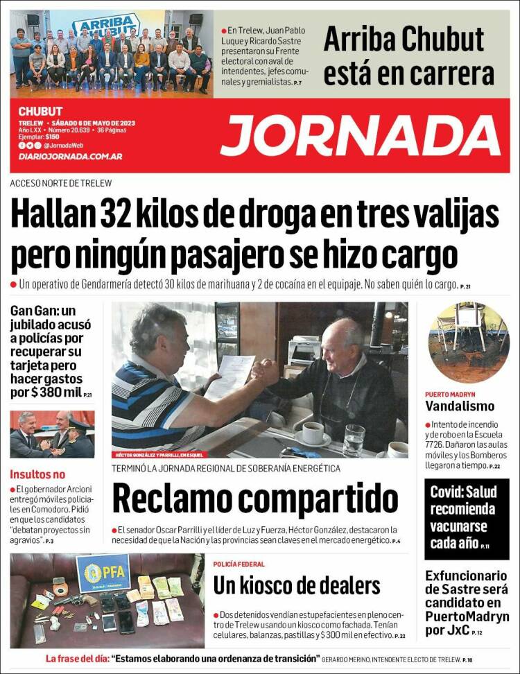 Portada de Diario Jornada en la Patagonia (Argentina)