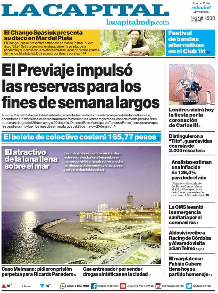 Portada de Diario La Capital - Mar del Plata (Argentina)